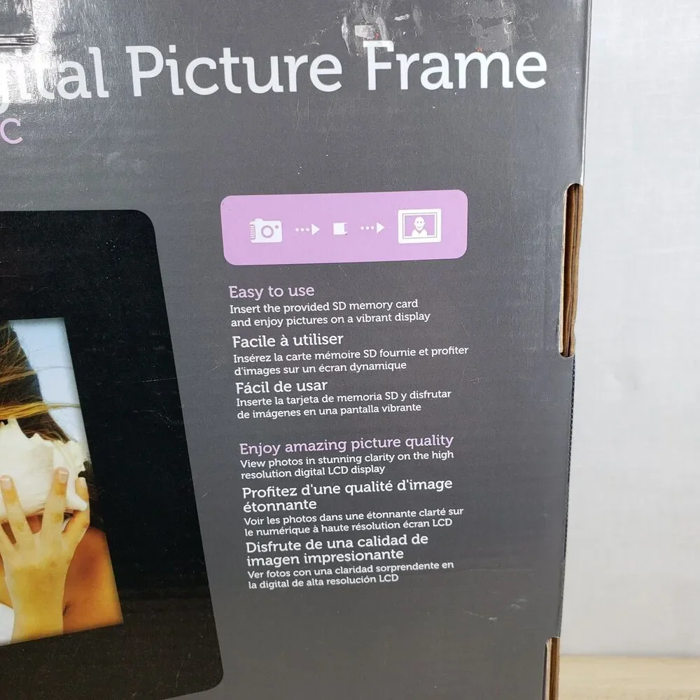 Polaroid Digital Picture Frame 8” Inch Electrical Plug In Black -New in Box